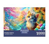 Kitten near Easter Eggs, Blooming Window Scene Puzzle Da 1000 Pezzi Cute Pet Cat Educativo E Sfidante, Regalo Per Tutti 38x26cm/1000pcs