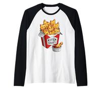 Kitten Nuggets Funny Cat Design Maglia con Maniche Raglan