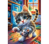 Kitten Playing with A Yarn Ball Puzzle 300 Pezzi Per Natale Feste E Compleanni Scenery Science Fiction Rompicapo Intelligente Idea Regalo Per Lui Padre E Fratello in Ogni Occasione 300 PCS