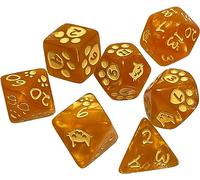 Kitten Polyhedral Dice Set Orange | Custom Dice, use with Steve Jackson Games, DND, RPGs, Tabletop Games, and Role-Playing Adventures