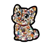 Kitten Shaped Wooden Puzzle - 23,7 x 21,8 cm, 135 pezzi Cat puzzleToy, Fun Educational puzzlefor Kids Adults Family and Friends, Easter Holiday Winter Party Activity | for School Home Family