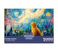 Kitten Sitting on The Windowsill 1000 Pezzi Cartoncino Premium Puzzle Van-Gogh Style Starry Sky Antistress Gioco Creativo Puzzle Decorazioni Per La Casa 38x26cm/1000pcs