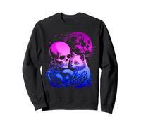 Kitten Skeleton Goth Halloween Abbraccio Moon Felpa