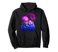 Kitten Skeleton Goth Halloween Abbraccio Moon Felpa con Cappuccio