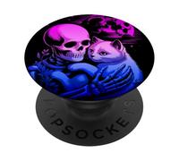 Kitten Skeleton Goth Halloween Abbraccio Moon PopSockets PopGrip Adesivo
