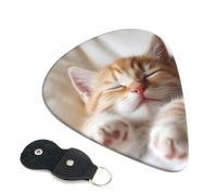 Kitten Sleeps - Confezione da 6 plettri per chitarra con porta plettri in pelle, portachiavi, custodia per plettri, arte astratta, per chitarra acustica elettrica, ukulele, 0,71 mm