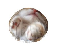 Kitten Sleeps Cuffia da doccia per donne e uomini, grande, riutilizzabile, a doppio strato, impermeabile, con fascia elastica, per tutte le acconciature, adatta ai viaggi