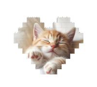 Kitten Sleeps - Puzzle con blocchi di mattoni a forma di cuore, puzzle con foto personalizzate per adulti, micro blocchi di costruzione 3D per la decorazione della casa set di mattoni