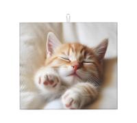Kitten Sleeps Tappetino scolapiatti super assorbente da cucina con gancio, facile da pulire, accessori da cucina, scolapiatti per piatti, 45,7 x 40,6 cm