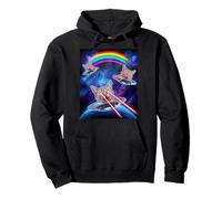 Kitten UFO Funny Laser Cat Eyes Cute Space Cats Lover Felpa con Cappuccio