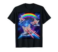 Kitten UFO Funny Laser Cat Eyes Cute Space Cats Lover Maglietta
