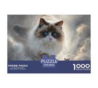 Kitten Walking on The Clouds 1000 Pcs Cartoncino Premium Puzzle Grey Tabby Cat Antistress Giocattoli Educativi Puzzle Per Adulti E Bambini 38x26cm/1000pcs