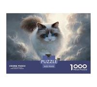 Kitten Walking on The Clouds 1000 Pezzi Carta Ecologica Puzzle Grey Tabby Cat Antistress Gioco Per Famiglie Puzzle Decorazioni Per La Casa 70x50cm/1000pcs