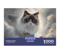 Kitten Walking on The Clouds 1000 Pezzi Cartoncino Premium Puzzle Grey Tabby Cat Antistress Giocattoli Educativi Puzzle Per Bambini 52x38cm/1000pcs