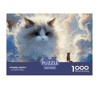 Kitten Walking on The Clouds 1000 Pezzi Cartoncino Premium Puzzle Grey Tabby Cat Immagini Vibranti Gioco Creativo Puzzle Per Adulti E Bambini 70x50cm/1000pcs