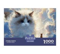 Kitten Walking on The Clouds 1000 Pezzi Cartoncino Premium Puzzle Grey Tabby Cat Sfida Unica Gioco Creativo Puzzle Decorazioni Per La Casa 52x38cm/1000pcs