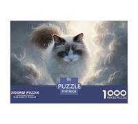 Kitten Walking on The Clouds 1000 Pezzi Cartone Robusto Puzzle Grey Tabby Cat Antistress Gioco Creativo Puzzle Decorazioni Per La Casa 38x26cm/1000pcs