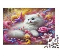 Kitten Watching Birds at Feeder by Window Puzzle impossibile, sfida per adulti, intrattenimento creativo, 1000 pezzi, opera d'arte per adulti e bambini di età superiore ai 12 anni, 70 x 50 cm/100