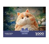 Kitten with A Chubby Body White Belly 1000 Pcs Cartone Robusto Puzzle Chubby Fluffy Orange Cat Sfida Unica Gioco Per Famiglie Puzzle Per Adulti E Bambini 70x50cm/1000pcs