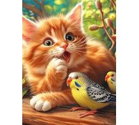 Kitten with A Parrot in A Magical Garden Rompicapo 1000 Pezzi Per Appassionati Wildlife Plant Cartone Riciclato Ecologico Incastro Preciso Per Weekend E Vacanze Edizione Limitata Migliore Vendita 1000