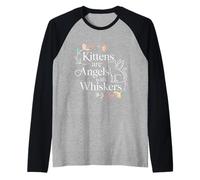 Kittens Are Angels with Whiskers Fluffy Cat Pet - Maglia con Maniche Raglan