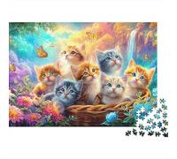 Kittens in A Flower Basket, Vibrant Scenery Puzzle Da 1000 Pezzi Cute Cat Divertimento Familiare, Adulti E Bambini 52x38cm/1000pcs