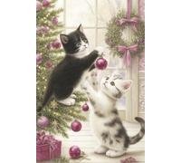 Kittens Notebook: Blank Lined Notebook for All Ages, Kittens, Cats, Christmas, Holidays, Pink | 6x9 inches, 110 pages | Gifts for Birthdays, Christmas, Thanksgiving and more
