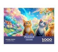 Kittens on Wall, Colorful Garden, Rainbow Sky Puzzle Da 1000 Pezzi Cute Pet Cat Allenamento Mentale Per Adulti E Bambini 52x38cm/1000pcs