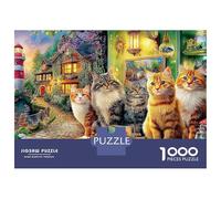 Kittens Puzzle in Cartone Extra Spesso Da 1000 Pezzi, Cute Cats Cozy Village, Ultra Difficile, Allenamento Mentale, Puzzle Più Votato, Alta Qualità, Sfida 52x38cm/1000pcs