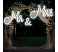 Kittmip Mr and Mrs Insegna al neon per matrimoni, 140 x 40 cm, luce al neon, sfondo a LED, decorazione da parete, USB, decorazione per ricevimenti di nozze, regali per anniversario, fidanzamento