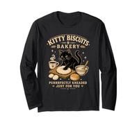 Kitty Biscuits Bakery Purrfectly Impastato Cat Genitore Umorismo Maglia a Manica