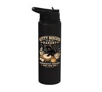 Kitty Biscuits Bakery Purrfectly Impastato Cat Genitore Umorismo Stainless Steel Insulated Water Bottle