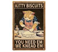 Kitty Biscuits You Need We Knead Cat Targa in metallo vintage in latta retrò poster per la decorazione della parete della cucina di casa 20 x 30 cm