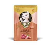 KITTY Cat Paté manzo & tacchino, 6 x 85 g, cibo umido per gatti, senza cereali con taurina, olio di salmone e cozze con labbra, mangime completo ad alto contenuto di carne, Made in Germany