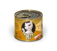 KITTY Cat Paté Pollo, 6 x 200 g, Cibo umido per gatti, senza cereali con taurina, olio di salmone e cozze con labbra verdi, mangime completo ad alto contenuto di carne, Made in Germany