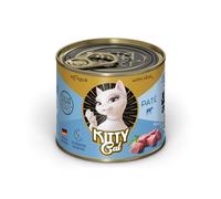 KITTY Cat Paté Vitello, 6 x 200 g, Cibo umido per gatti, senza cereali con taurina, olio di salmone e cozze con labbra verdi, mangime completo ad alto contenuto di carne, Made in Germany