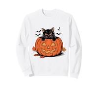 Kitty Cute Black-Cat Spaventoso Zucche & Pipistrelli Spooky Holiday Felpa