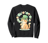 Kitty Leprechaun Gatto Che soffia Bolle Trifoglio st risaia Gatto Felpa