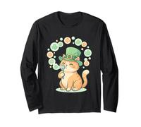Kitty Leprechaun Gatto Che soffia Bolle Trifoglio st risaia Gatto Maglia a Manica