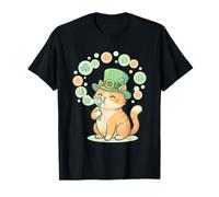 Kitty Leprechaun Gatto Che soffia Bolle Trifoglio st risaia Gatto Maglietta