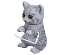 Kittys - Dispenser per rotolo di carta da bagno a tema bagno, montaggio a parete, in resina, compatto e salvaspazio, decorazione per la casa a forma di gatto