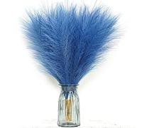 KitWinner Erba pampa artificiale, 6 steli, erba della pampa artificiale, decorazione per piccoli vasi, decorazione per la casa, composizioni nuziali, decorazione rustica, 45 cm (blu pavone)