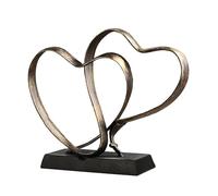 Kityemo Scultura Dorata di Due Cuori e una Croce - Regalo Anniversario per Coppie, Genitori o Sposi - Idea Regalo Anniversario di Matrimonio - Statua Romantica per Decorazione Casa