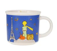 KIUB Mini tazza espresso, motivo piccolo principe e volpe pronta della Torre Eiffel di Parigi, sfondo blu, porcellana fine e altezza 7,5 cm