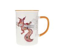 KIUB Tazza con animali della fattoria, boschi e montagne, motivo scoiattolo sul suo ramo, materiale porcellana fine, capacità 360 ml