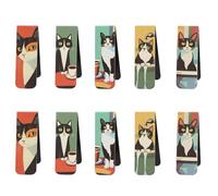KIUEZIR 10 segnalibri magnetici a forma di gatto, per donne e uomini, con 5 diversi disegni e materiale magnetico, accessori creativi per libri, regali ideali per gli amanti dei gatti per compleanni e