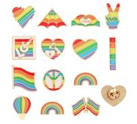 KIUEZIR 14 spille per il mese dell'orgoglio - smalto arcobaleno e materiale in lega d'oro, distintivi progressivi diversità, eleganti spille per accessori per feste di orgoglio, sicure per cappelli