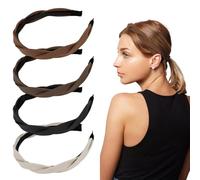 KIUEZIR 4 fasce per capelli Criss-Cross - mix di toni della terra con pettine e estremità antiscivolo, fasce per capelli intrecciate da donna, accessori alla moda, perfette per tutti i giorni