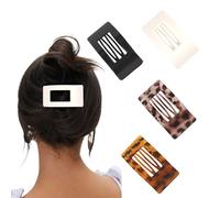 KIUEZIR Confezione da 4 fermagli per capelli quadrati piatti da donna, con stampa leopardata, in acrilico liscio, con design ritagliato, curva ergonomica per un comfort tutto il giorno (accessori per