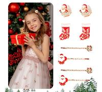 KIUEZIR Set di 8 fermagli per capelli natalizi, in metallo, colore rosso, con 4 diversi aspetti fesitivi, accessori natalizi dolci e carini per donne, riunioni di famiglia, vacanze, feste